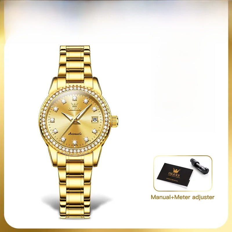 Women's Automatic Crystal Bezel Bracelet Watch