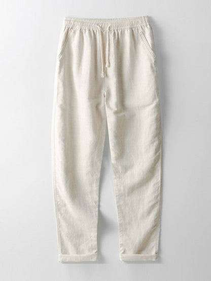Short Sleeve Knitted Waffle Cuban Shirt & Straight Leg Linen Pants