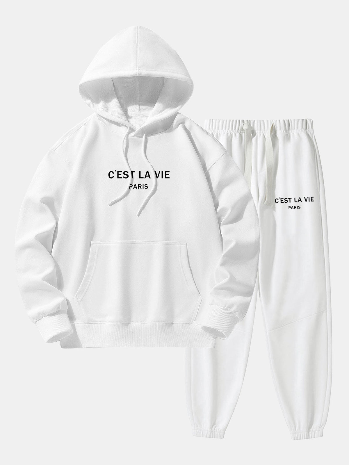 Paris Print Cotton Blend Hoodie & Jogger Pants
