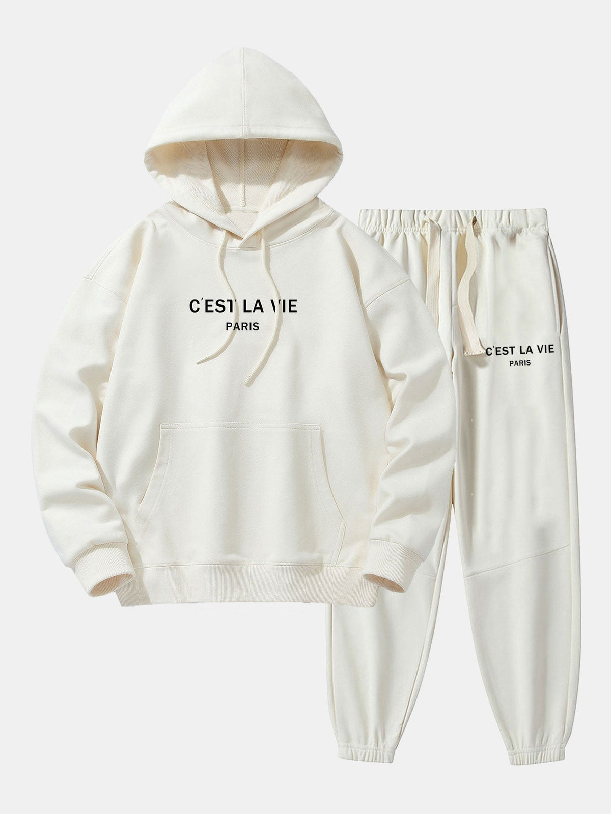 Paris Print Cotton Blend Hoodie & Jogger Pants