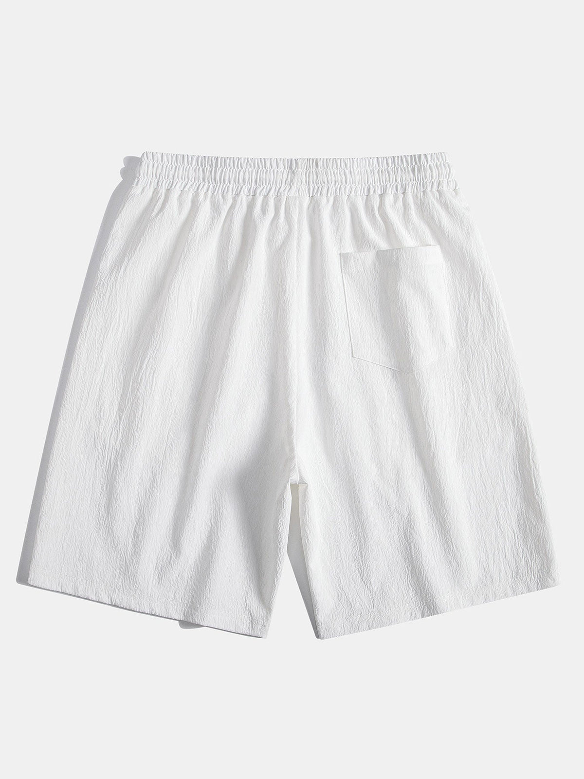 Geometric Striped Jacquard Button Up Shirt & Crinkled Textured Drawstring Shorts