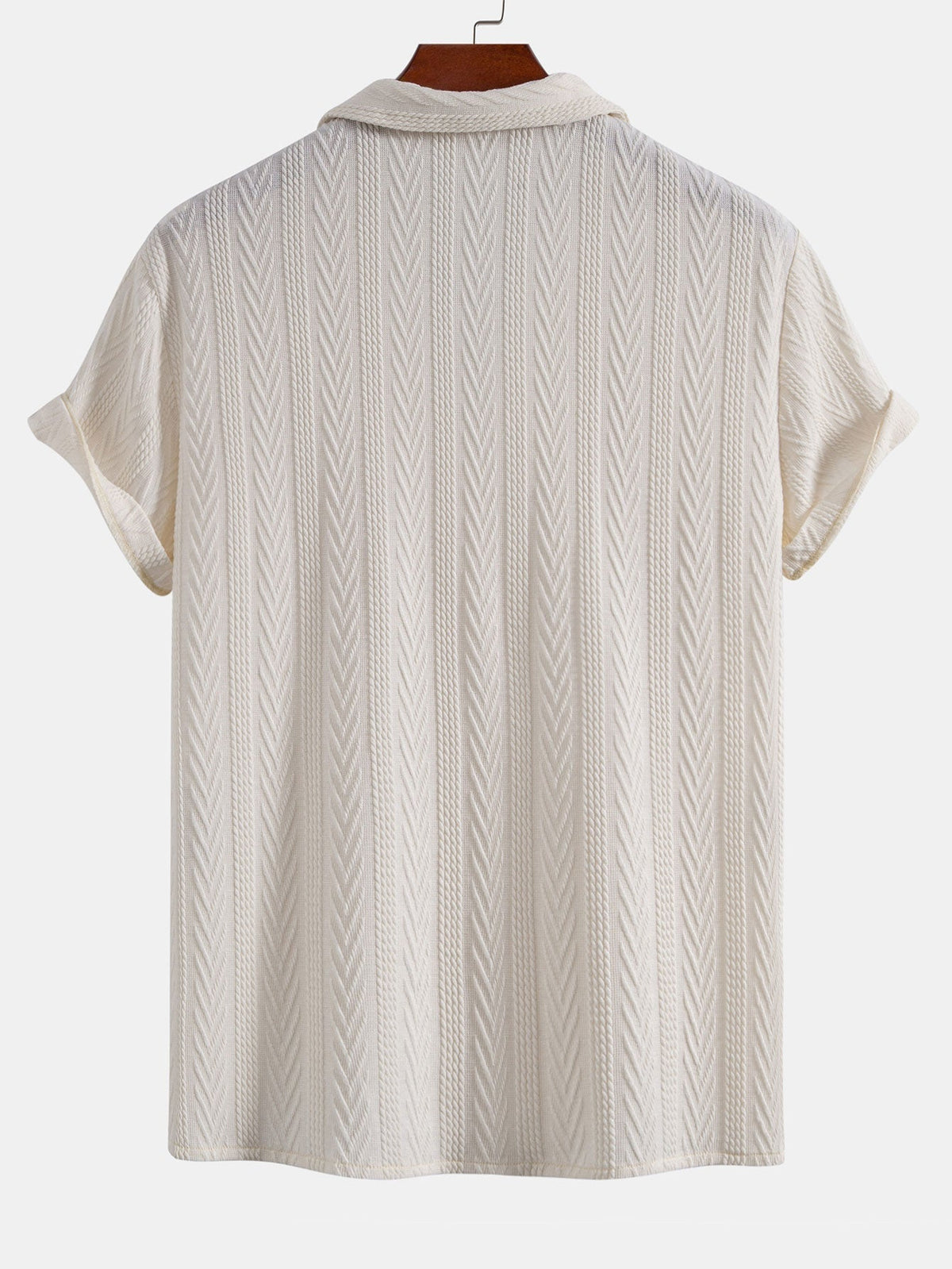Texture Jacquard Cuban Shirt & Wrinkle Textured Straight Leg Pants