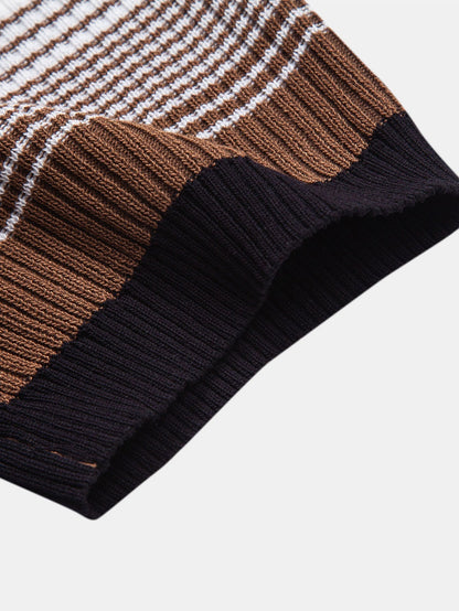 Striped Gradient Knitted Polo Shirt & Slim Fit Tapered Trousers
