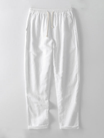 Short Sleeve Stand Collar Shirt & Straight Leg Linen Pants