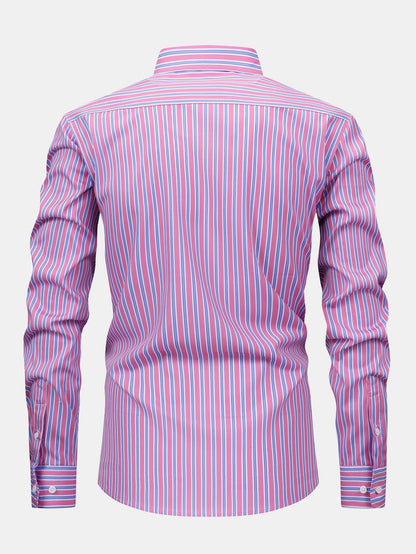 Long Sleeve Stripe Button Up Shirt & Slim Fit Tapered Trousers