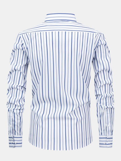 Long Sleeve Stripe Button Up Shirt & Slim Fit Tapered Trousers