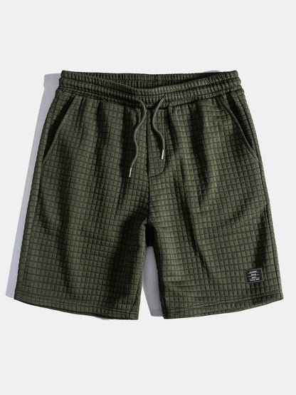 Waffle Sleeveless Hooded T-Shirt With Kangaroo Pocket & Shorts