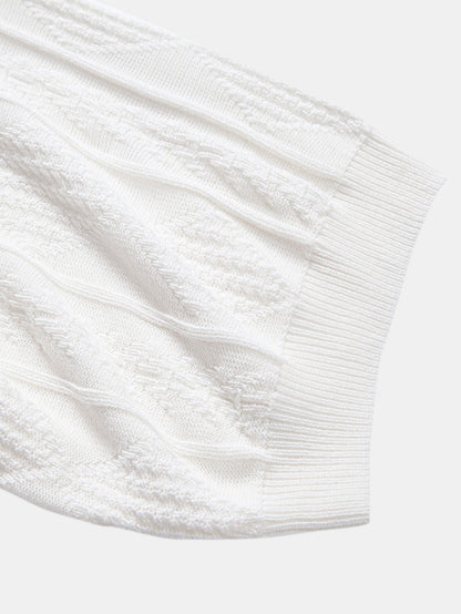 Geometric Jacquard Knitted Polo Shirt & Slim Fit Tapered Trousers