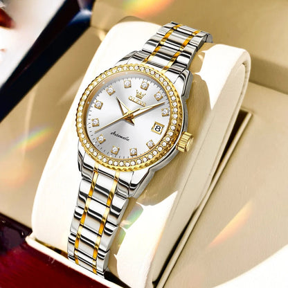 Women's Automatic Crystal Bezel Bracelet Watch