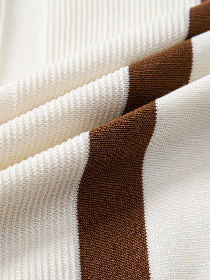 Stripe Geometric Jacquard Knitted Polo Shirt & Slim Fit Tapered Trousers