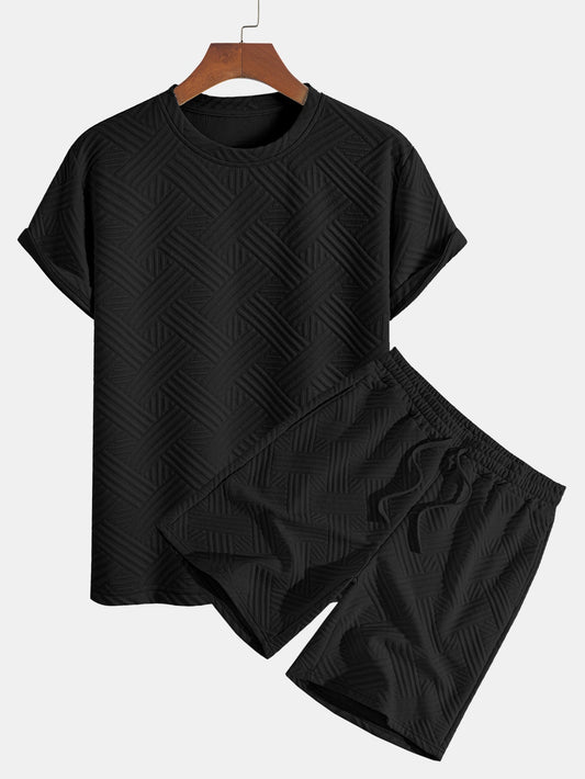 Striped Jacquard T-Shirt & Shorts Set