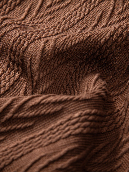 Texture Jacquard Cuban Shirt & Wrinkle Textured Straight Leg Pants