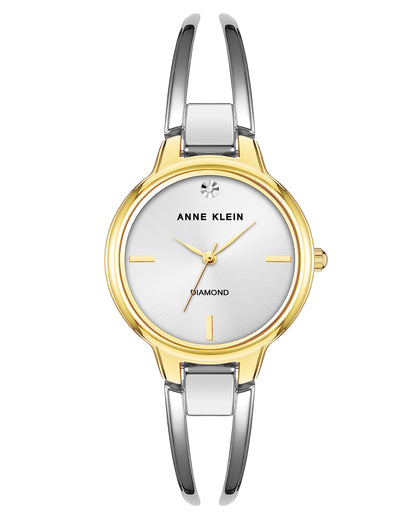Women's Elegant Diamond Accent Watch – Stainless Steel Quartz Bracelet Watch