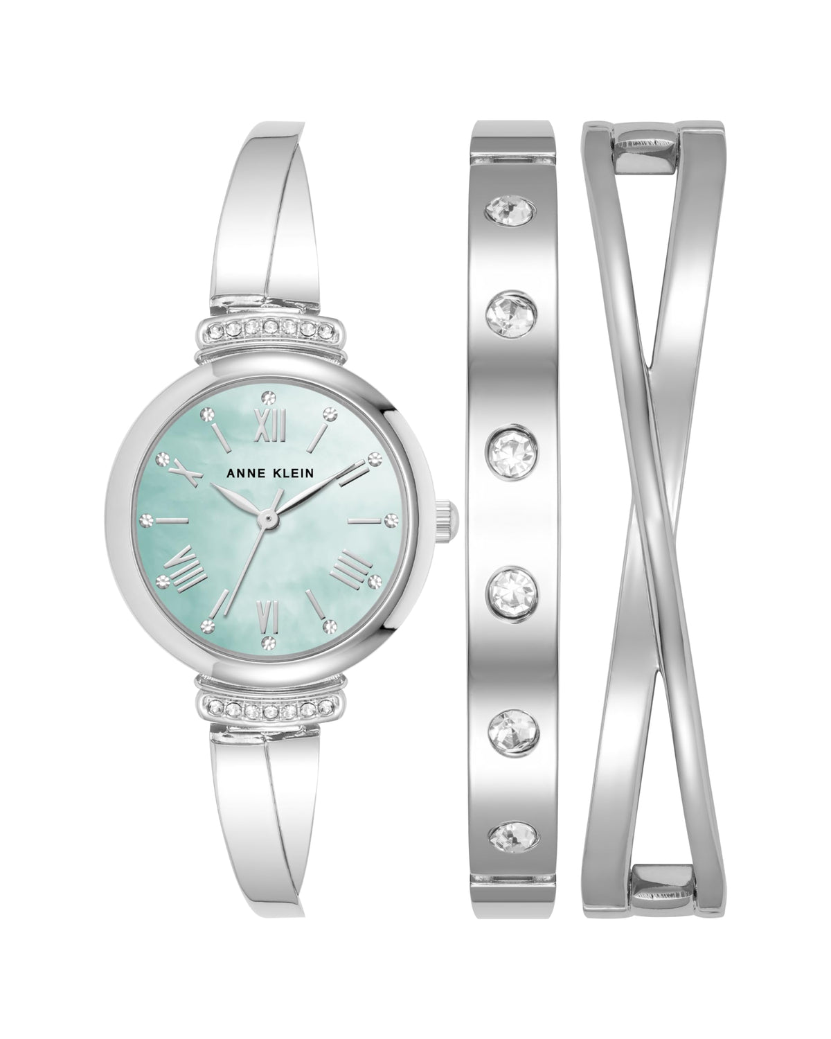 Anne Klein Women's Premium Crystal Accented Bangle Watch Set, AK/2245