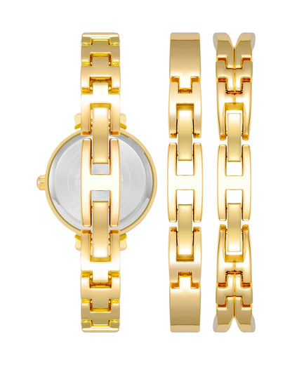Anne Klein Women's Premium Crystal Accented Bangle Watch Set, AK/2245