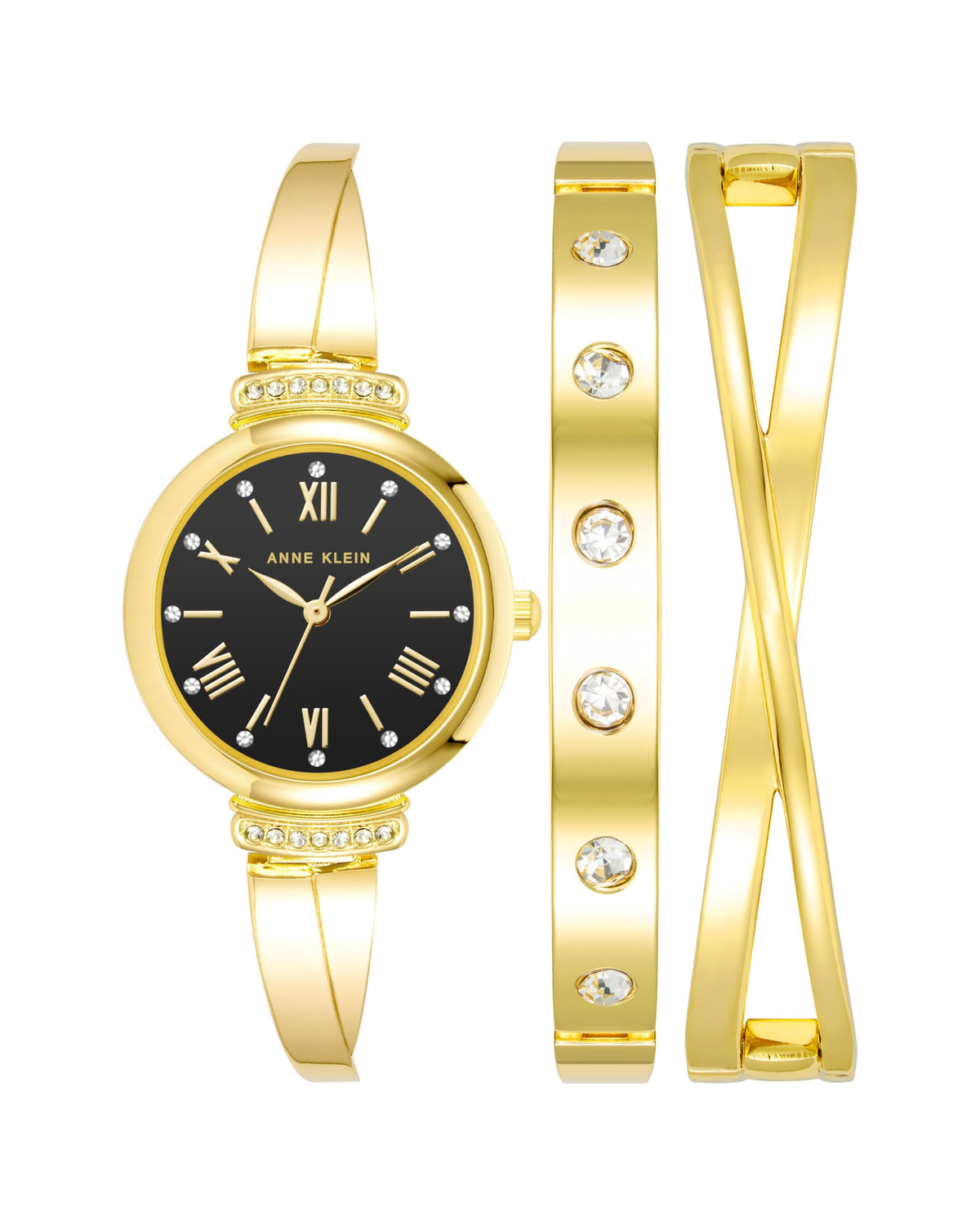 Anne Klein Women's Premium Crystal Accented Bangle Watch Set, AK/2245