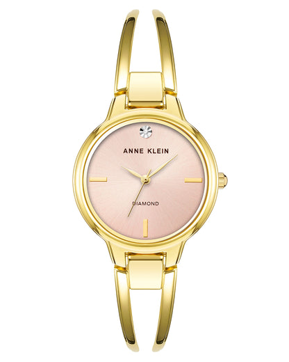 Women's Elegant Diamond Accent Watch – Stainless Steel Quartz Bracelet Watch