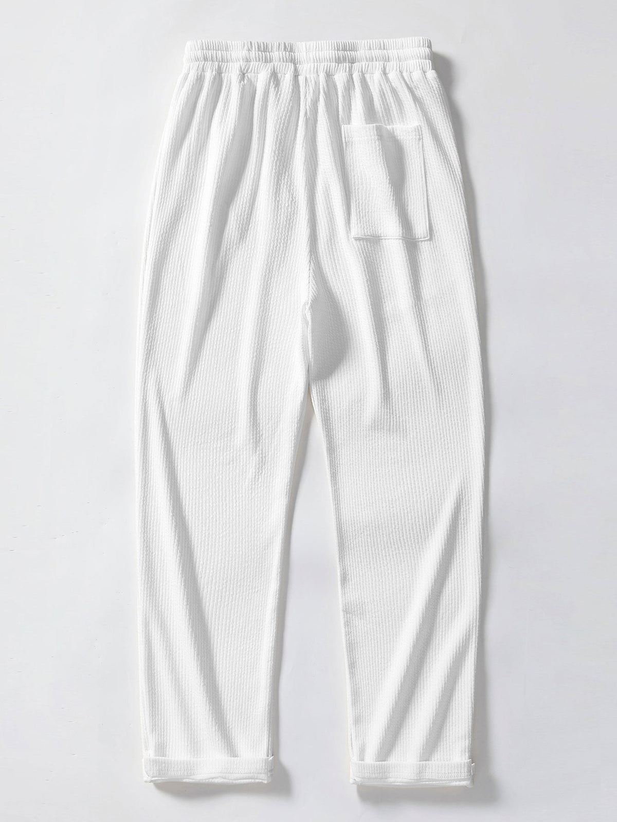 Texture Contrast Knitted V Neck Polo Shirt & Straight Leg Ribbed Pants