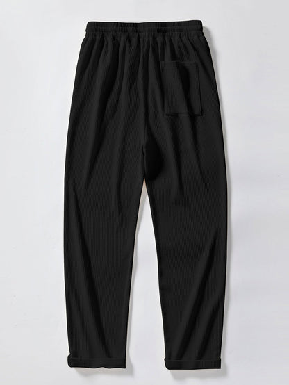 Muscle Fit Ribbed Button Up Shirt & Straight Leg Ribbed Pants