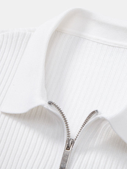 Striped Gradient Knitted Polo Shirt & Slim Fit Tapered Trousers