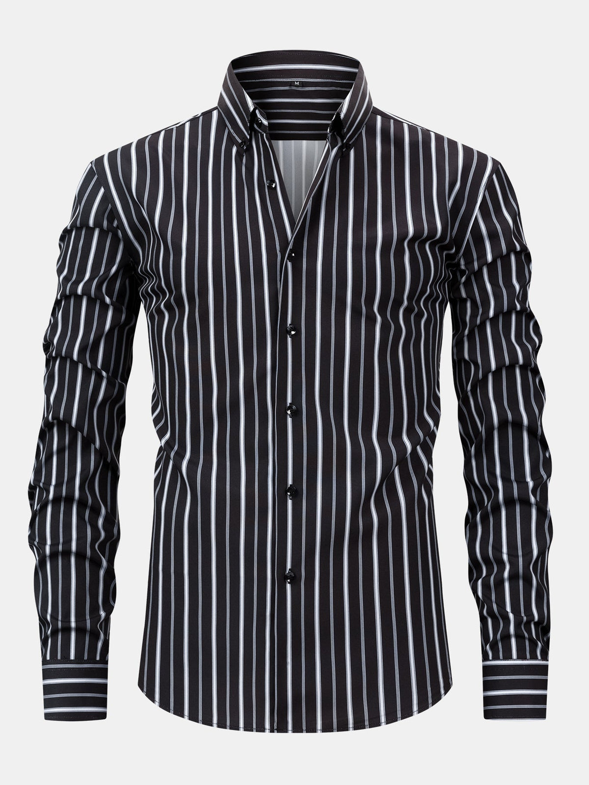 Long Sleeve Stripe Button Up Shirt & Slim Fit Tapered Trousers