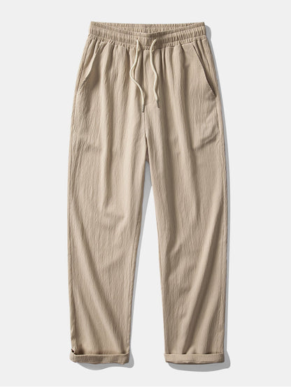 Texture Jacquard Cuban Shirt & Wrinkle Textured Straight Leg Pants