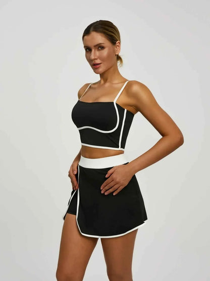 Women's Sports Set: Padded Crop Top & Pocket Skort
