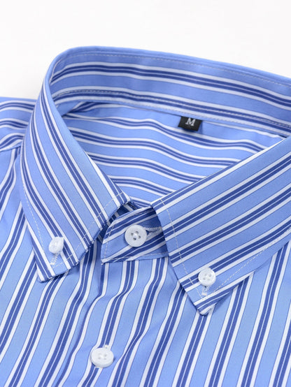 Long Sleeve Stripe Button Up Shirt & Slim Fit Tapered Trousers