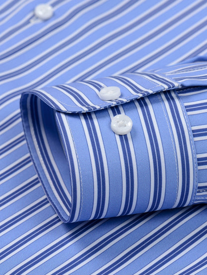 Long Sleeve Stripe Button Up Shirt & Slim Fit Tapered Trousers