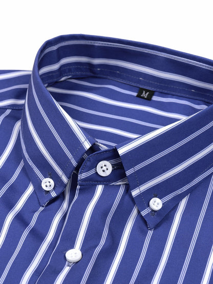 Long Sleeve Stripe Button Up Shirt & Slim Fit Tapered Trousers