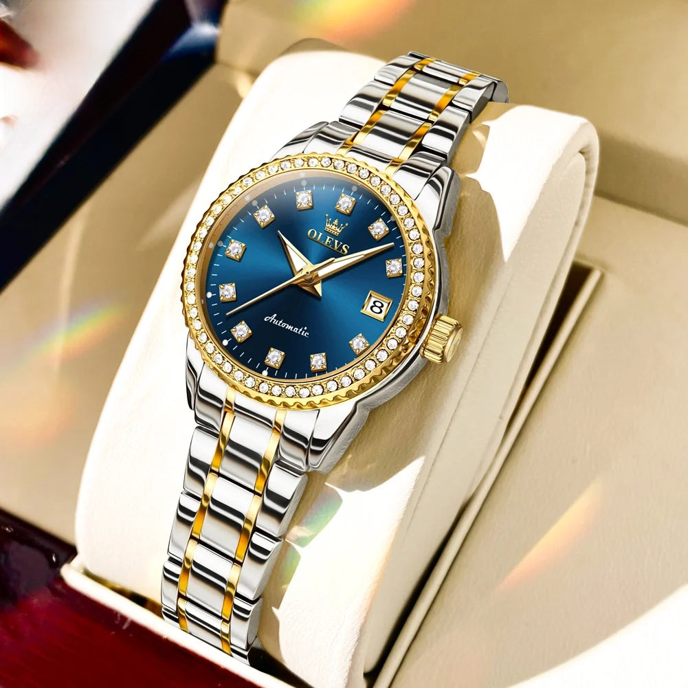 Women's Automatic Crystal Bezel Bracelet Watch