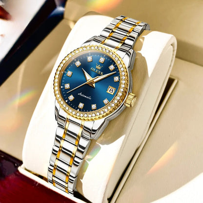 Women's Automatic Crystal Bezel Bracelet Watch