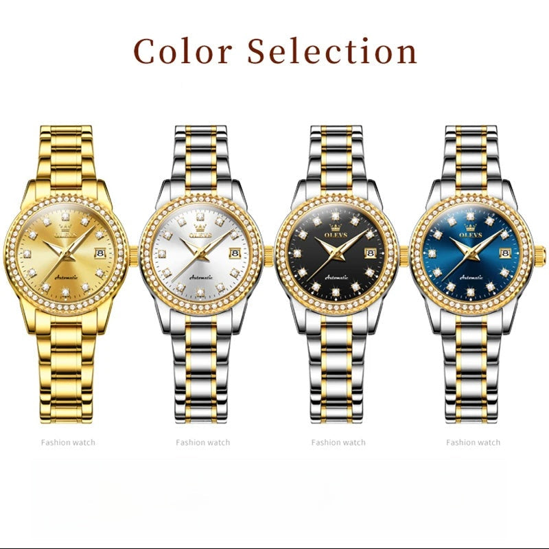 Women's Automatic Crystal Bezel Bracelet Watch