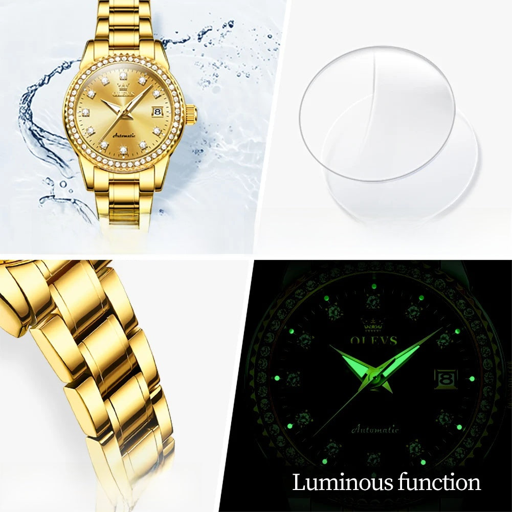 Women's Automatic Crystal Bezel Bracelet Watch