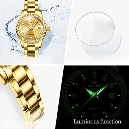 Women's Automatic Crystal Bezel Bracelet Watch