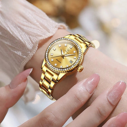 Women's Automatic Crystal Bezel Bracelet Watch