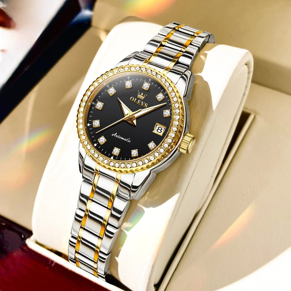 Women's Automatic Crystal Bezel Bracelet Watch