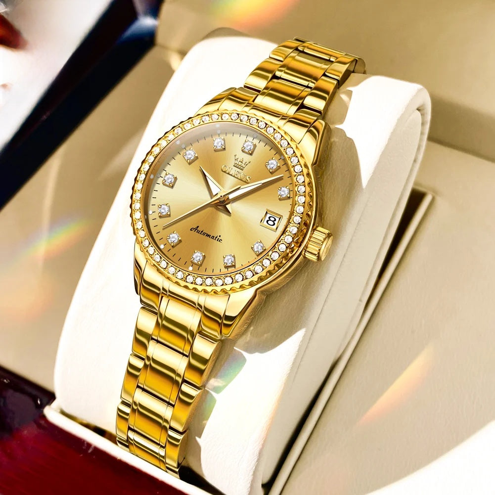 Women's Automatic Crystal Bezel Bracelet Watch