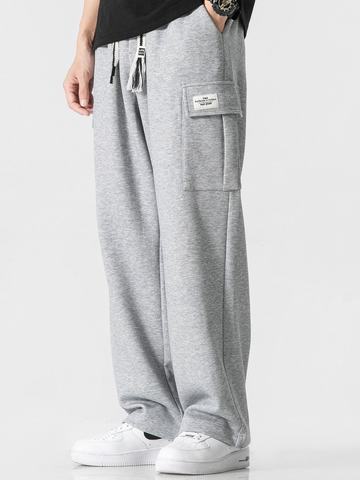 Relax Fit Long Sleeve 2 In 1 Waffle T-Shirt & Relax Fit Straight Leg Jersey Cargo Pants
