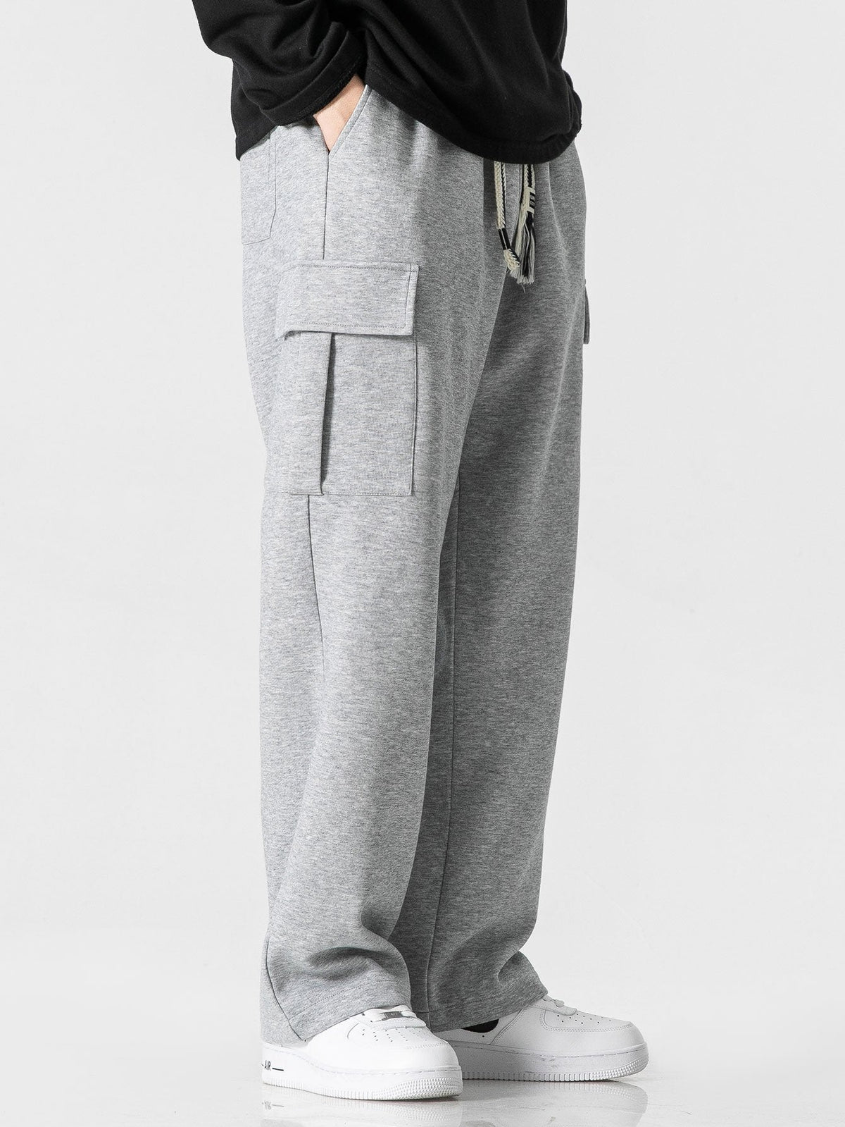 Relax Fit Long Sleeve 2 In 1 Waffle T-Shirt & Relax Fit Straight Leg Jersey Cargo Pants