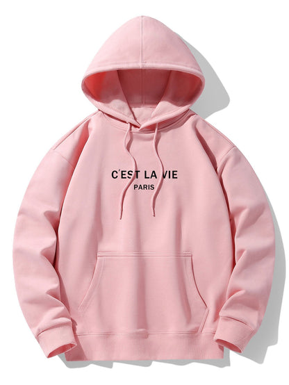 Paris Print Cotton Blend Hoodie & Jogger Pants