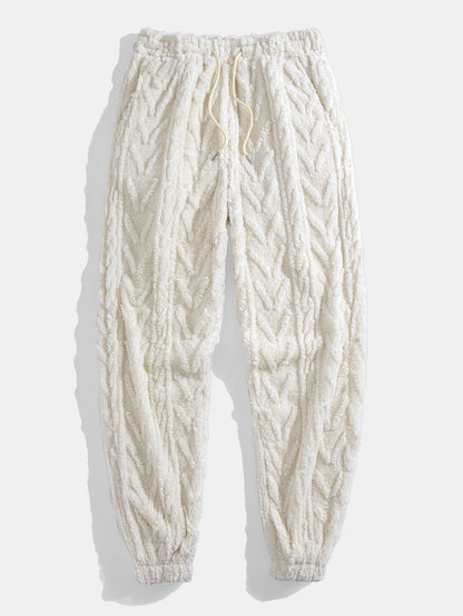 Geometric Jacquard Teddy Hoodie & Jogging Pants