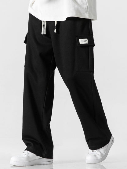 Relax Fit Long Sleeve 2 In 1 Waffle T-Shirt & Relax Fit Straight Leg Jersey Cargo Pants