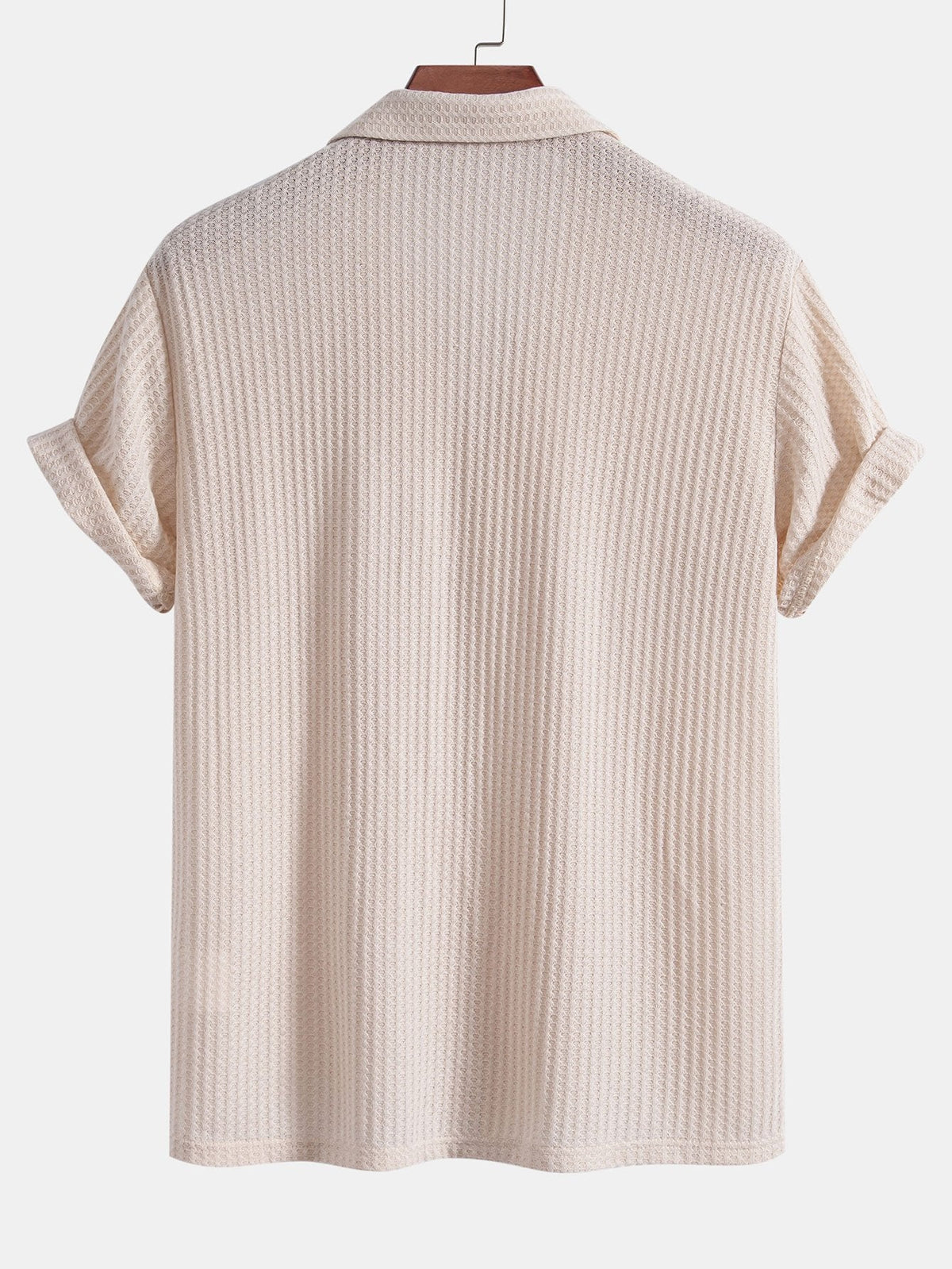 Short Sleeve Knitted Waffle Cuban Shirt & Straight Leg Linen Pants