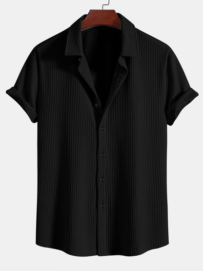 Muscle Fit Ribbed Button Up Shirt & Straight Leg Ribbed Pants